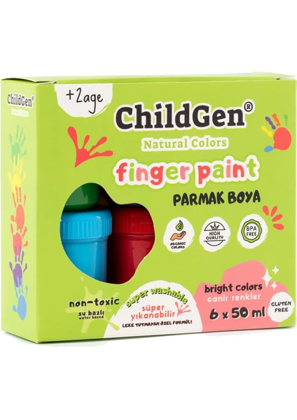 Childgen Süper Yıkanabilir 6'lı Parmak Boya Seti (6X50GR)