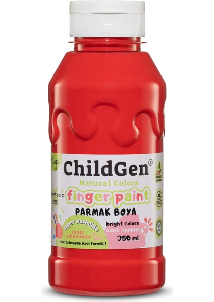 Childgen Süper Yıkanabilir Parmak Boya 350ML - Kırmızı