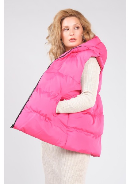 Kadın Kapüşonlu Şişme Yelek Fuşya fiyatları