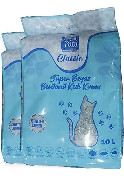 Fresh Paty Aktif Karbonlu Kokusuz Topaklaşan Classic 10 Lt x 2 Kedi Kumu