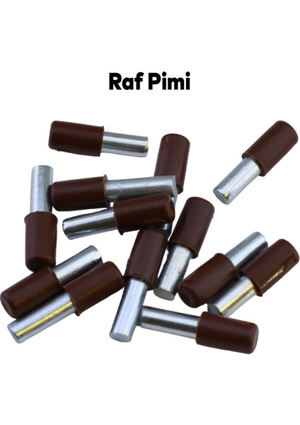 Raf Pimi Plastik Başlı Cam Tutucu Çivisi Mobilya Dolap Pimi Kahverengi (100 Adet) modelleri