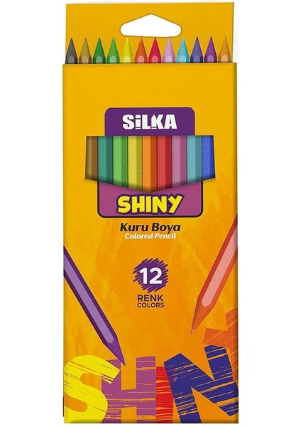 Silka Shiny Tam Boy Kuru Boya Kalemi 12 Renk