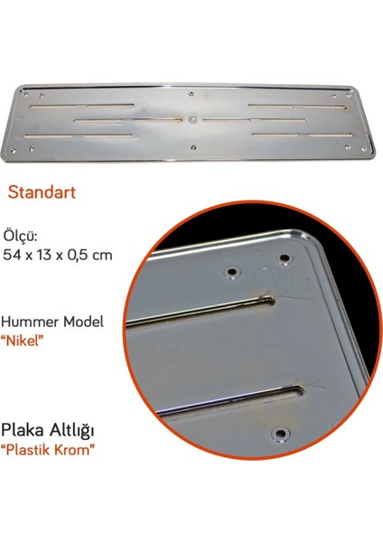URF1-012 Hummer Plaka Altlığı Plastik Krom Nikel Ince (2 Li) fiyatları