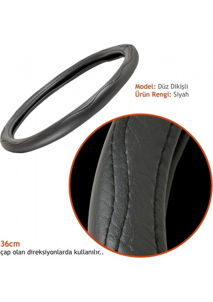 Direksiyon Kılıfı 36 cm Dikişli Siyah BR1841330
