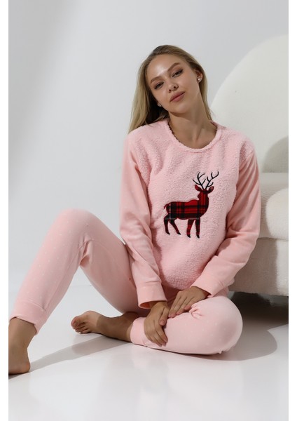 Fawn 5016 Peluş Welsoft Polar Kışlık Yumoş Geyikli Kadın Pijama Takımı indirimleri
