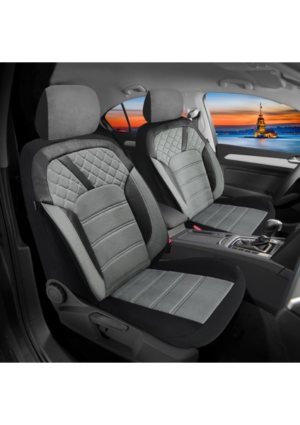 K2 - Citroen C4 Grand Picasso ile Uyumlu Koltuk Kılıfı, Tam Takım/tay Tüyü/gri-Siyah fiyatları