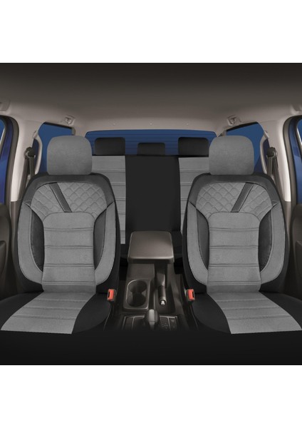 K2 - Citroen C4 Grand Picasso ile Uyumlu Koltuk Kılıfı, Tam Takım/tay Tüyü/gri-Siyah modelleri