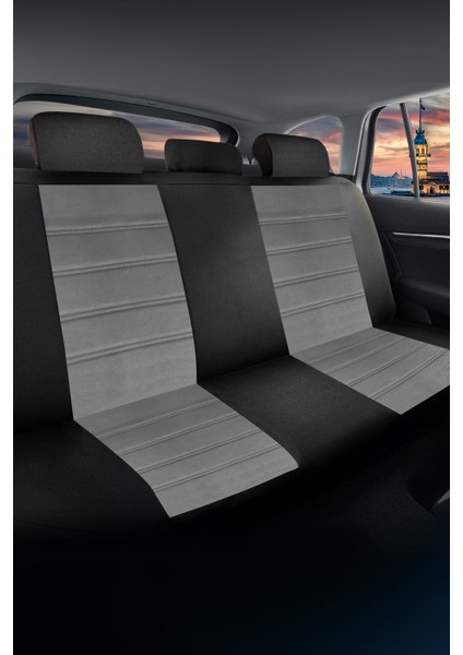 K2 - Citroen C4 Grand Picasso ile Uyumlu Koltuk Kılıfı, Tam Takım/tay Tüyü/gri-Siyah fırsatları