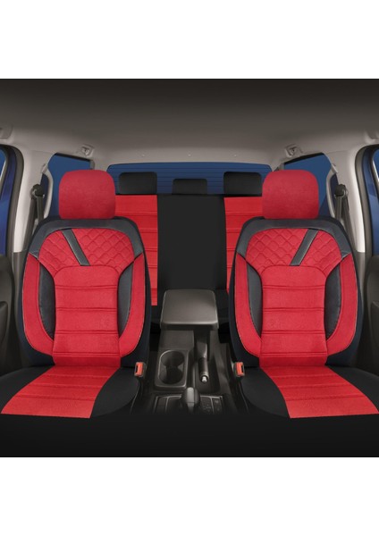 K2 - Seat Ibiza ile Uyumlu Koltuk Kılıfı, Tam Takım/tay Tüyü/kırmızı-Siyah