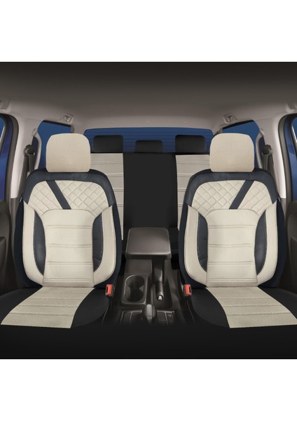 K2 - Skoda Scala ile Uyumlu Koltuk Kılıfı, Tam Takım/tay Tüyü/krem-Siyah