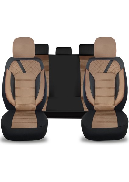 K2 - Citroen C4 Aircross ile Uyumlu Koltuk Kılıfı, Tam Takım/tay Tüyü/taba-Siyah