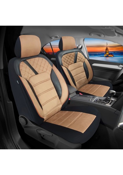 K2 - Citroen C4 Aircross ile Uyumlu Koltuk Kılıfı, Tam Takım/tay Tüyü/taba-Siyah fiyatları