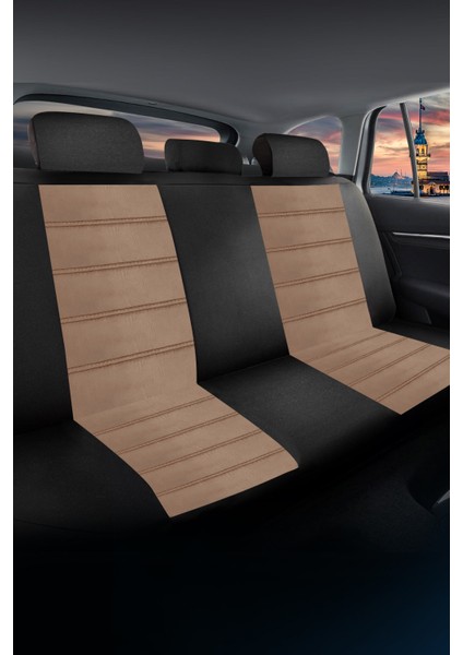 K2 - Citroen C4 Aircross ile Uyumlu Koltuk Kılıfı, Tam Takım/tay Tüyü/taba-Siyah fırsatları