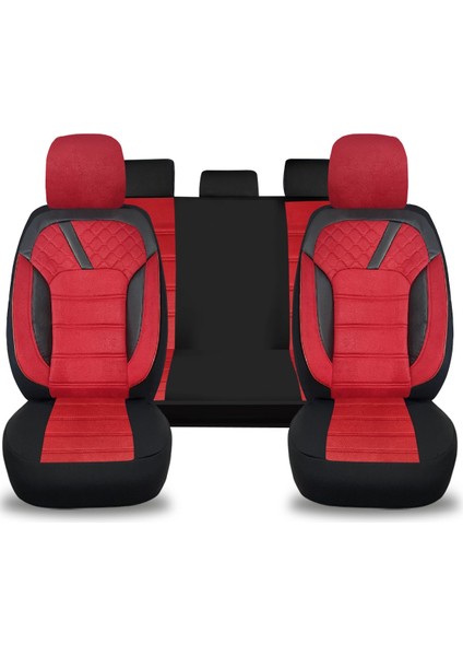 K2 - Isuzu D-Max ile Uyumlu Koltuk Kılıfı, Tam Takım/tay Tüyü/kırmızı-Siyah