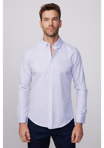 Slim Fit Desenli Pamuklu Kolay Ütü Erkek Gömlek modelleri
