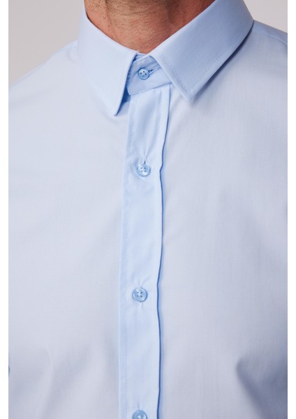 Slim Fit Pamuklu Kolay Ütü Mavi Erkek Gömlek fırsatları