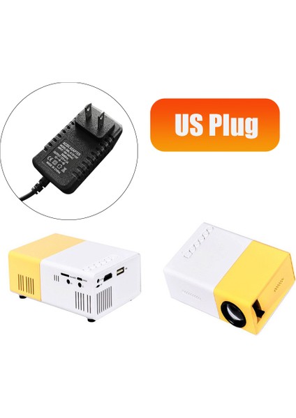 Okul Sezonu Çok Fonksiyonlu Sınıf Mini Projektör LED Mini Kablosuz 1080P Hd Projektör, Abd Fişli, Sarı-Beyaz (Yurt Dışından)