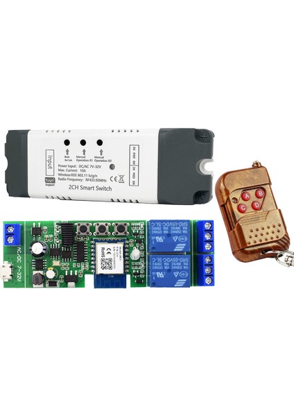 Tuya Akıllı Wifi Anahtarı Röle Modülü + Rf Uzaktan 2 Ch Ac/dc 7-32 V Rf/app Alexa Için Uzaktan Kumanda Akıllı Ev (Yurt Dışından)