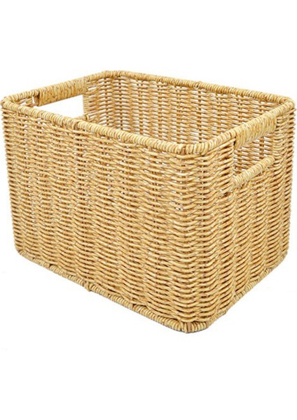 Depolama Sepeti El Dokuma Rattan Hasır Sepet Masaüstü Düzenleme Kutusu Çeşitli Ürün Düzenleme Yerleştirme Sepeti L (Yurt Dışından)