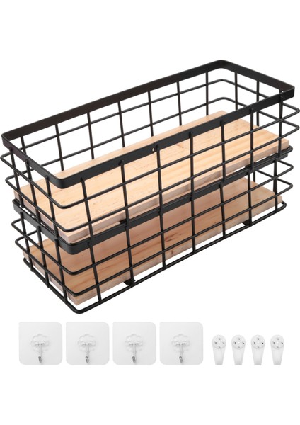 Ahşap Tabanlı 2 Paket Metal Depolama Sepeti, Dekoratif Sepetler, Küçük Sofra Takımlarını Düzenlemek Için Tel Sepet (Yurt Dışından) fiyatları