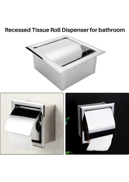 Paslanmaz Çelik Gömme Tuvalet Kağıdı Tutucu Duvar Tuvalet Kağıdı Tutucu, Modern Stil Tuvalet Kağıdı Tutucu, Banyo Için Gömme Rulo Kağıt Dispenseri (Yurt Dışından)