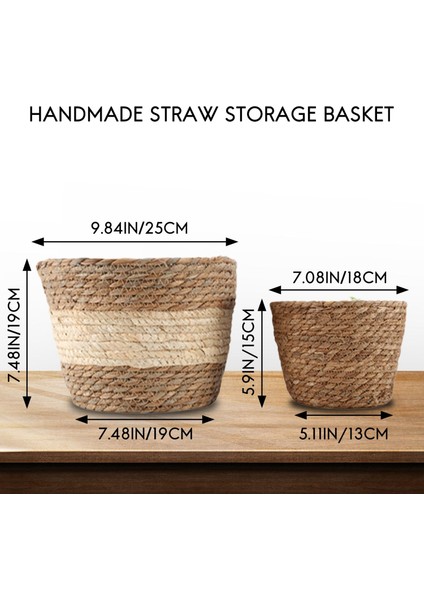 2 Adet El Yapımı Saman Depolama Sepeti Rattan Zemin Saksı Kapalı Açık Saksı Bitki Konteyner (Yurt Dışından) indirimleri