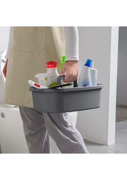 Plastik Saklama Sepeti Taşınabilir Duş Tote Organizatör Sepeti Banyo, Yatak Odası, Mutfak Için Saplı Koyu Gri (Yurt Dışından) indirimleri