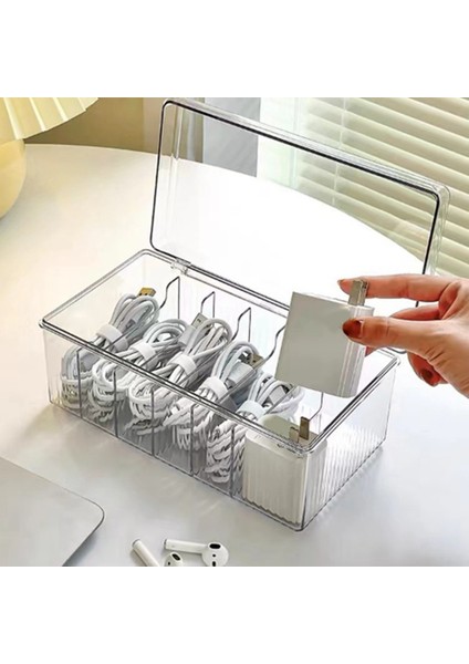 Kapaklı Plastik Kordon Saklama Kutusu, Ev Için Kablo Düzenleyici Kılıfı, Elektronik Aksesuarlar, USB (Şeffaf) (Yurt Dışından)