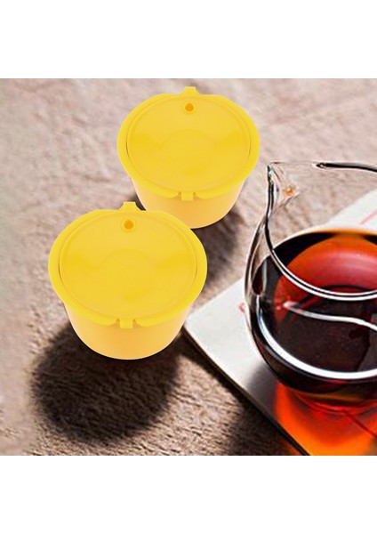 Takım Doldurulabilir Kahve Kapsülleri Bakla Yeniden Kullanılabilir Kahve Filtresi Plastik Kaşık Fırça ile Yüksek Kaliteli Sarı (Yurt Dışından)