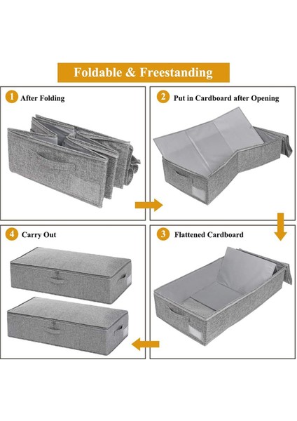 2 Adet Kulplu Kıyafet Saklama Çantası,-Kapasiteli Katlanabilir Yatak Altında Saklama Kutusu,battaniyeler,yastıklar,,gri (Yurt Dışından)