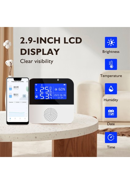 Problu Wi-Fi Sıcaklık Higrometre Sensörü, Oda Termometresi Nem Sensörü, Akıllı Kontrol Isıtma Fan Soğutma (Yurt Dışından)