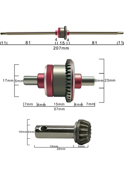 Feiyue FY01 FY02 FY03 FY04 FY05 FY06 FY07 FY08 1/12 Rc Araba Yükseltme Parçaları Aksesuarları Için Metal Ön ve Arka Diferansiyel (Yurt Dışından)