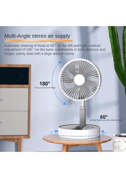 Kullanışlı P1000 7200MAH Ev Elektrikli Fan USB Masaüstü Ofis Elektrikli Fan 4 Hızlı Geri Çekilebilir Yer Vantilatörü, A (Yurt Dışından)
