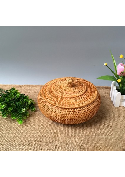 Depolama Sepeti El Dokuma Rattan Dokuma Kapaklı Yuvarlak Ana Renk Çin Takı Aperatifler Çay Seti Saklama Kutusu (Yurt Dışından) indirimleri