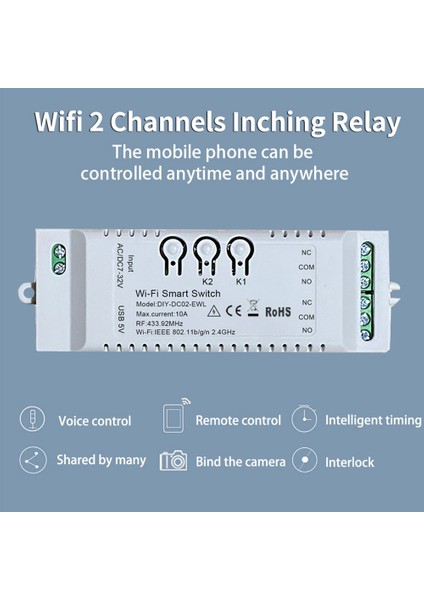 2ch Wifi Akıllı Anahtar Dıy Zamanlayıcı + Uzaktan 85-265 V Wifi + RF433 + Bt Ev Otomasyon Modülü Alexa Google Ev Için Iftt (Yurt Dışından)