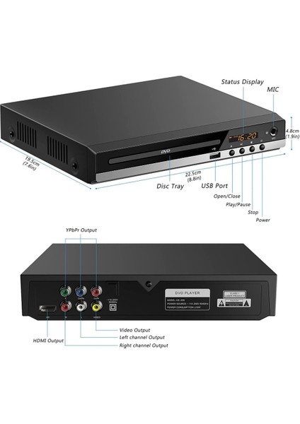 DVD Oynatıcı 1080P Hd Ev DVD Oynatıcı Kutusu Tv Için Tüm Bölge Ücretsiz DVD Cd-Disk Oynatıcı Av Çıkışı Evd Oynatıcı--Abd Tak (Yurt Dışından) modelleri