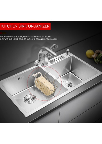 Mutfak Süngeri Tutucu, Lavabo Sepeti Lavabo Fırçası Süzgeç Raf Lavabo Organizatör Aksesuarları (Yurt Dışından)