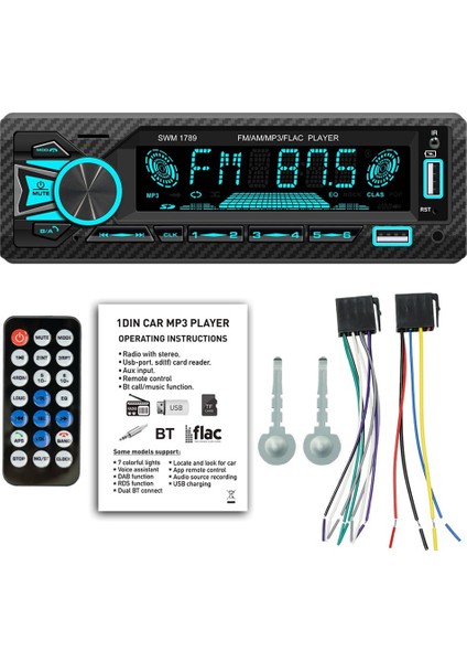 Araba Radyo 1din Srereo Bluetooth Mp3 Çalar Fm Alıcısı Uzaktan Kumanda ile Aux/usb/tf Kart Dash Kitinde (Yurt Dışından)