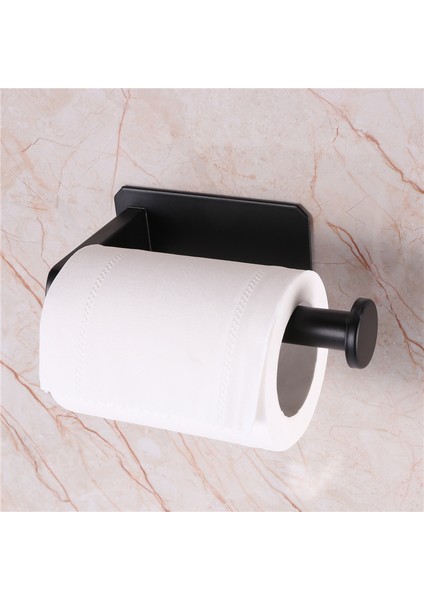 Tuvalet Kağıdı Tutucu Kendinden Yapışkanlı Mutfak Tuvalet Yapışkan Tutucu Banyo Için Sondaj Yok Duvara Sopa Paslanmaz Çelik Fırçalanmış - Siyah (Yurt Dışından)