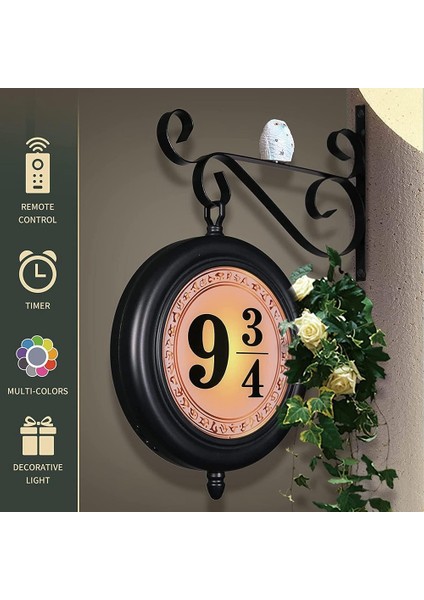 Platform 9 3/4 Tabela Dekoratif Işık, Şarj Edilebilir Asma Duvar Asma Dekoratif, Rgb Uzaktan Kumandalı ve Işıklı (Yurt Dışından)
