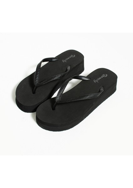 Siyah Platform Parmak Arası Acıtmaz Plaj Terliği Flip Flops fırsatları