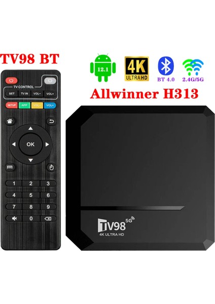 TV98 Bt Tv Kutusu 2g + 16G Allwinner H313 Android 12.1 Akıllı Tv Kutusu 2.4g + 5g Wıfı + Bt 4.0 4KX2K TV98 Medya Oynatıcı Ab Tak (Yurt Dışından) fırsatları