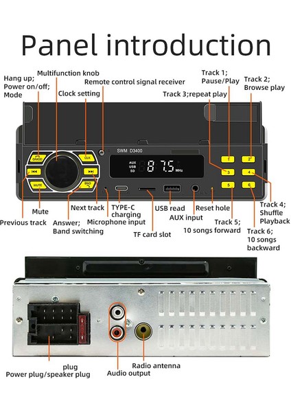 Braket Araba Bluetooth Oynatıcı Çok Işlevli Arabayı Bulabilir ve Bulabilirsiniz U Disk Takılabilir Kart Hd Kayıpsız Müzik Araba Mp3 (Yurt Dışından)