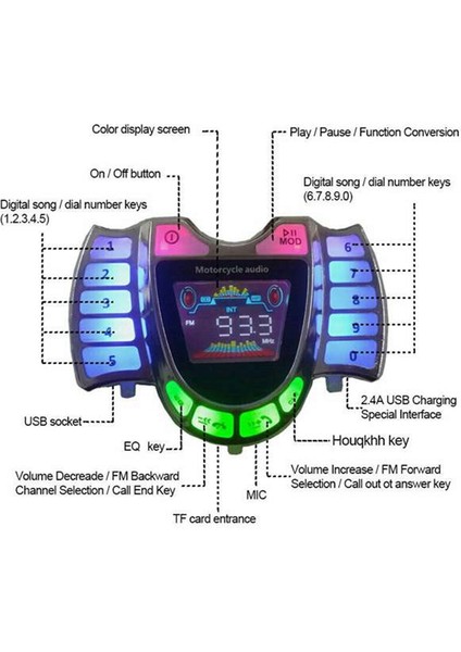 Motosiklet Ses Stereo Hoparlörler Kablosuz Bluetooth Mp3 Çalar Su Geçirmez Fm Ses Motorlu Scooter Bisiklet Atv Utv Için (Yurt Dışından)