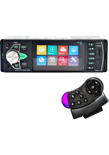 Araba Hd 4.1 Inç Bluetooth Mp5 Çalar Geri Vites Ekranı Fm Radyo Evrensel 4022D + Direksiyon Uzaktan Kumanda (Yurt Dışından)