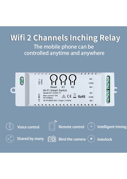 2ch Tuya Wifi Akıllı Anahtar Dıy Zamanlayıcı + Uzaktan 7-32V USB 5V 2.4g Wifi Smartlife Ev Otomasyonu Modülü Alexa Iftt Için (Yurt Dışından)