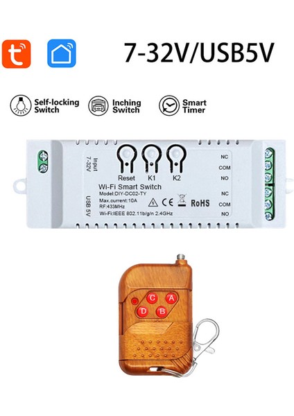 2ch Tuya Wifi Akıllı Anahtar Dıy Zamanlayıcı + Uzaktan 7-32V USB 5V 2.4g Wifi Smartlife Ev Otomasyonu Modülü Alexa Iftt Için (Yurt Dışından)