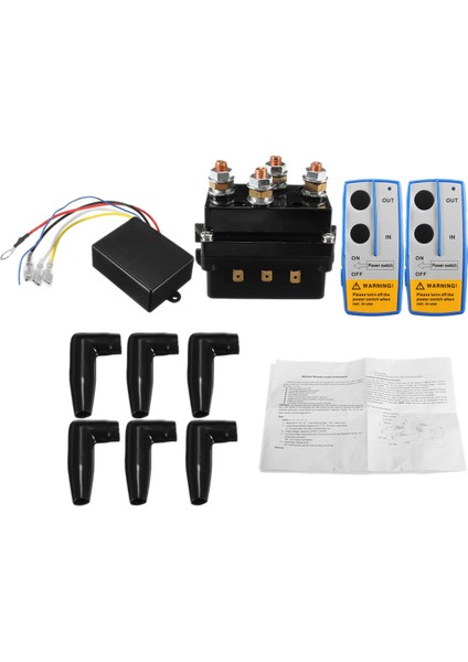 12 V 500A Vinç Solenoid Röle Kontaktör + Kamyon Atv 5500-12000LBS Vinç Için Kablosuz Vinç Uzaktan Kumanda Kiti (500A) (Yurt Dışından)