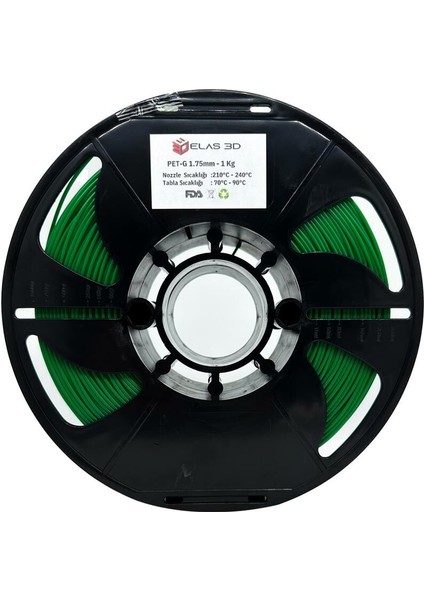 Elas 1.75MM Yeşil Pet-G Filament 1.75MM 1kg