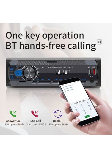 Kanal 45W Bluetooth Araç Radyosu Araba Mp3 Çalar Çok Fonksiyonlu Plug-In U Disk Araba Radyosu Çok Renkli Fonksiyonu ile Araba Için (Yurt Dışından)